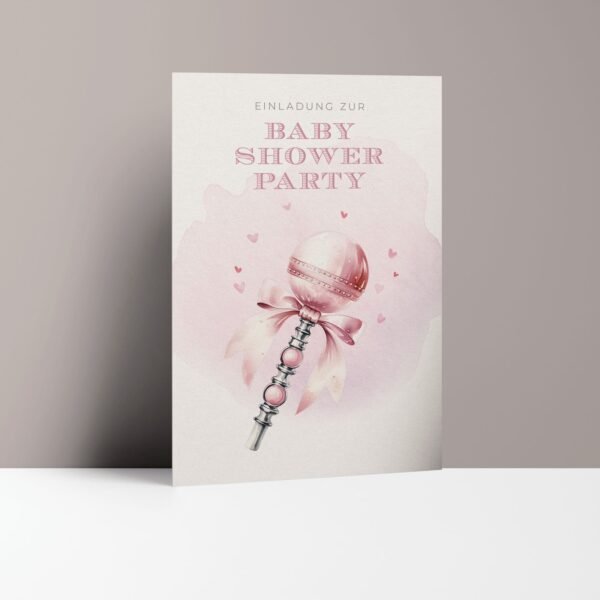 Einladungskarten Babyparty Mädchen, Aquarell, zum Ausfüllen