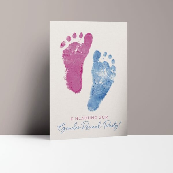 Einladungskarten Gender Reveal Party mit Fußabdruck-Motiv
