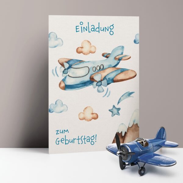 Einladungskarten Kindergeburtstag Flugzeug, zum Ausfüllen