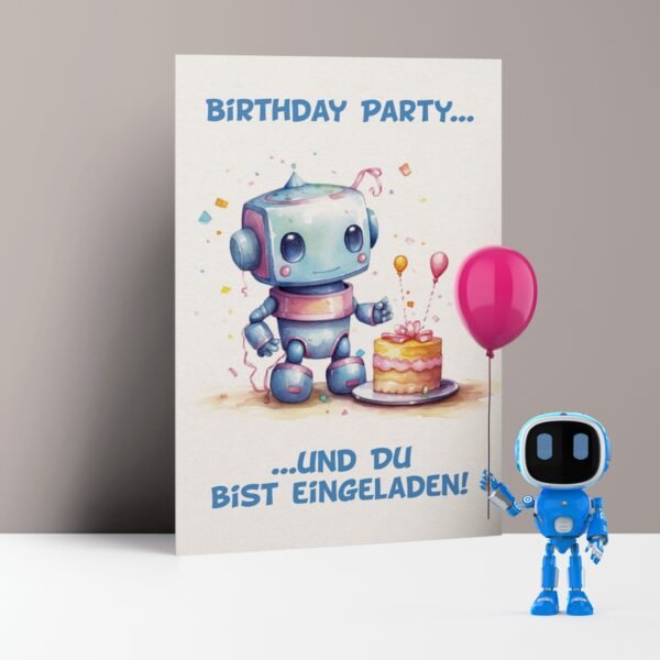 Einladungskarten Kindergeburtstag Roboter für Jungen, B6