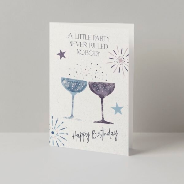 Geburtstagskarte Happy Birthday, Champagnergläser, Klappkarte