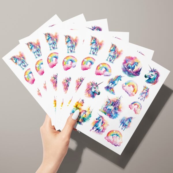 Kindertattoos Einhorn und Regenbogen, 84 Stück vegan gedruckt