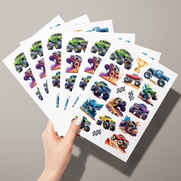 Kindertattoos Monstertrucks, 96 Stück hautfreundlich und vegan