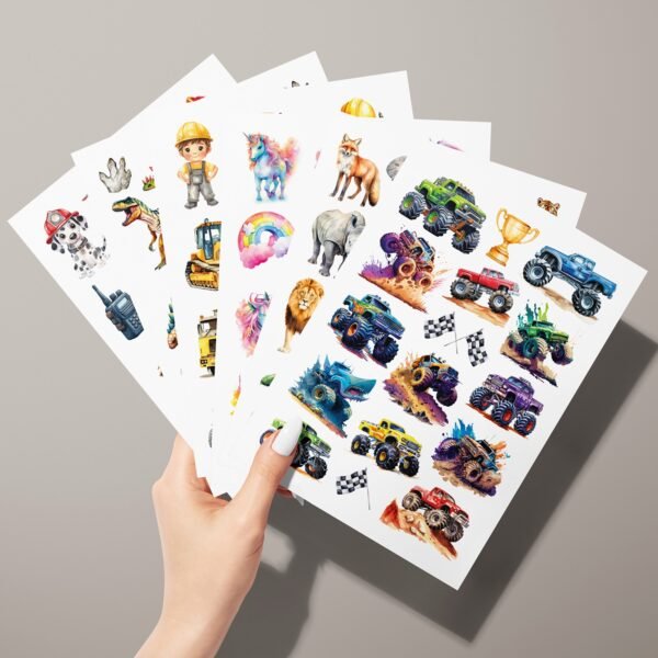 Kindertattoos Set mit 6 Themen, 92 Stück vegan und hautfreundlich