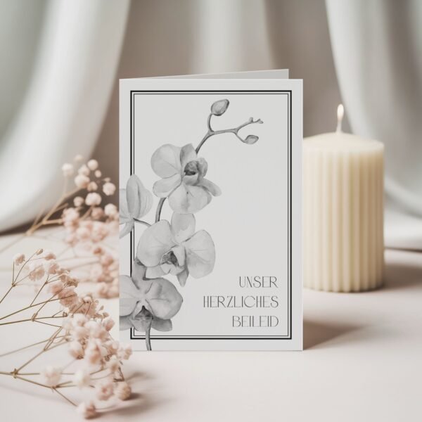 Beileidskarte Orchidee, Unser herzliches Beileid, inkl. Umschlag